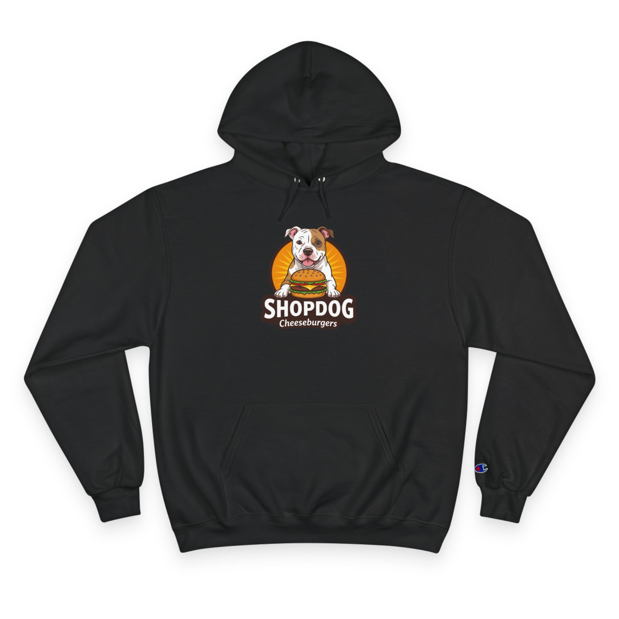 ShopDog Cheeseburgers Hoodie — Retro Moxie Logo Pullover